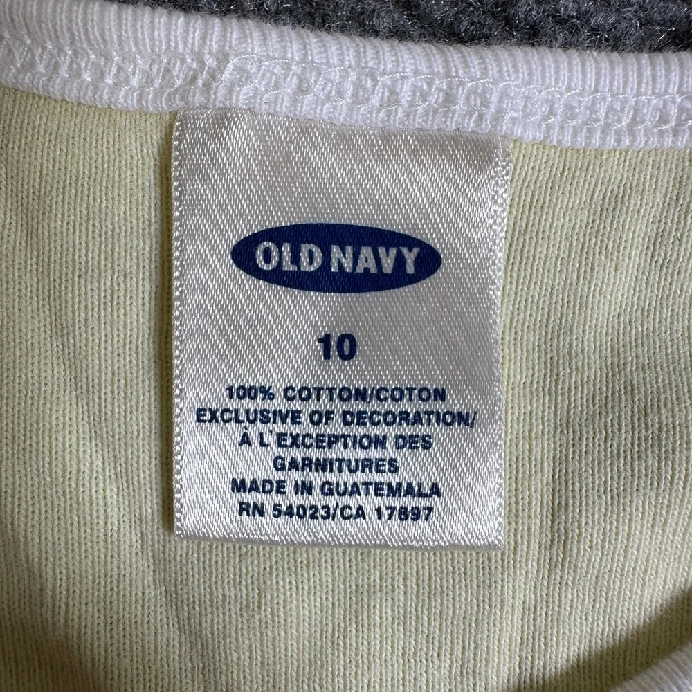 Old Navy Girls Yellow Blue Raglan Lace Up Ringer Tee Shirt Size 10 Cotton